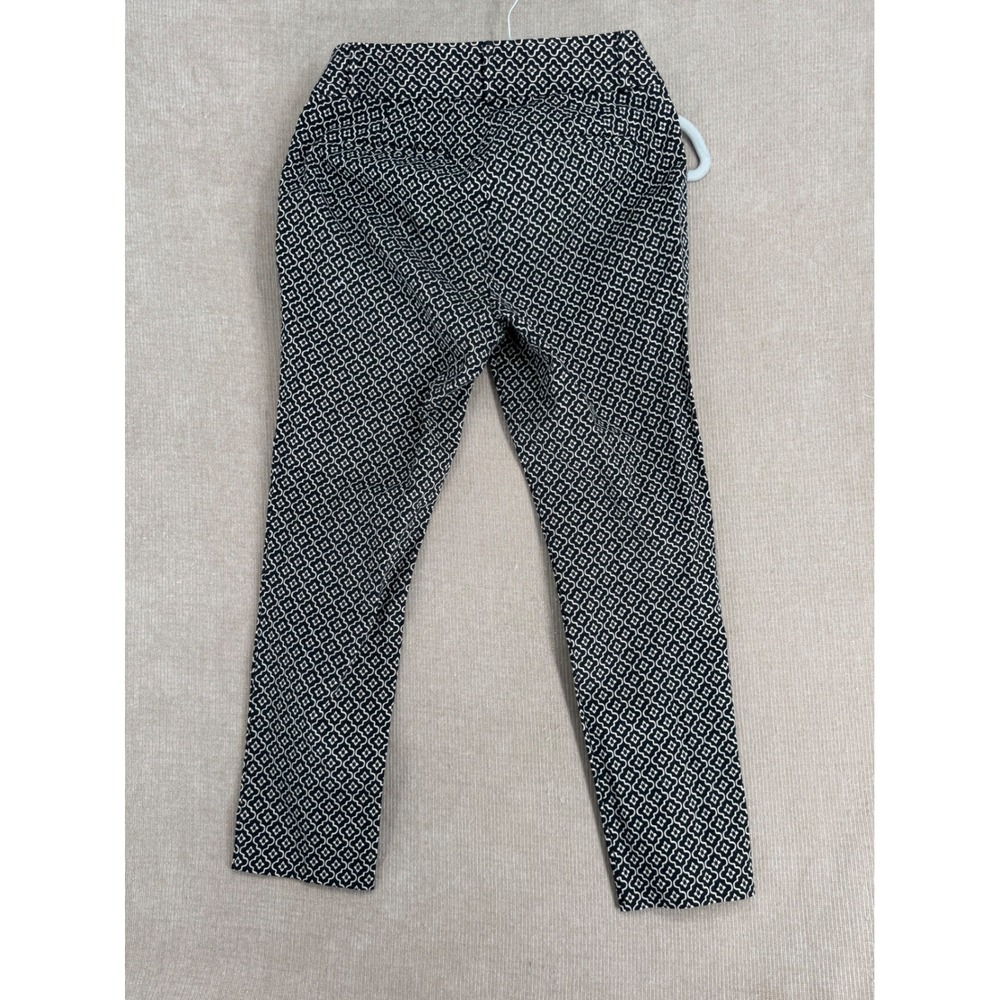 Ann Taylor Loft Julie Skinny Pants Womens 6 Black White Geometric Print Trousers